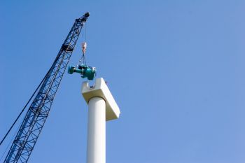 turbine in air on crane